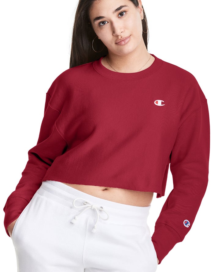 Sudadera Champion Mujer - Reverse Weave Cropped Cut-Off Crew ( Rojas Oscuro ) 0172498-MC